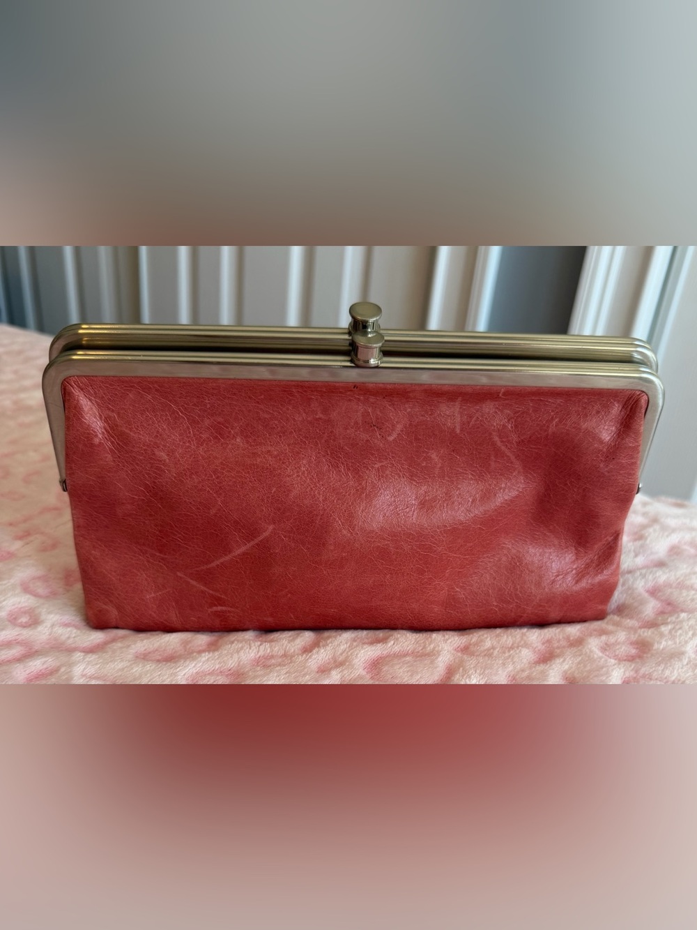 HOBO Lauren Coral Pink Leather
Clutch Double Frame Women’s - Picture 7 of 8